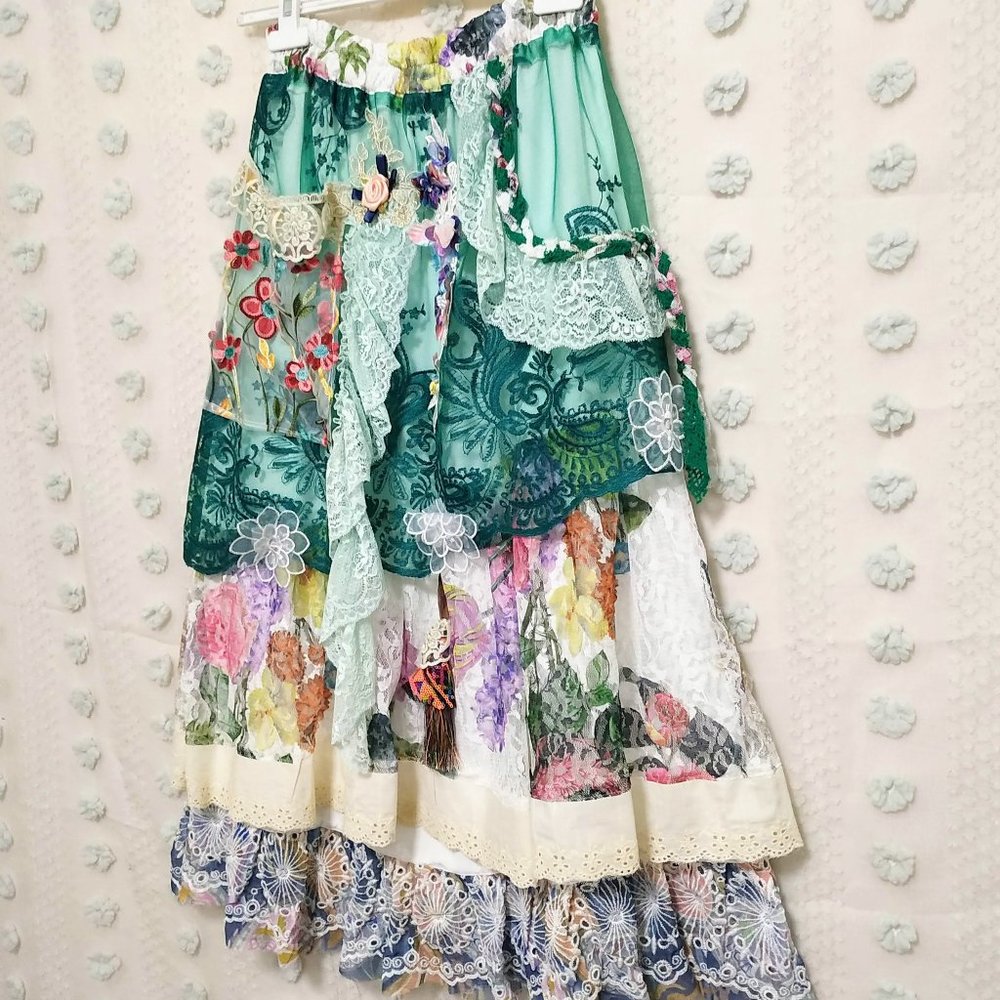 Boho Style Skirt, Handmade Vintage Skirt, Ethnic D